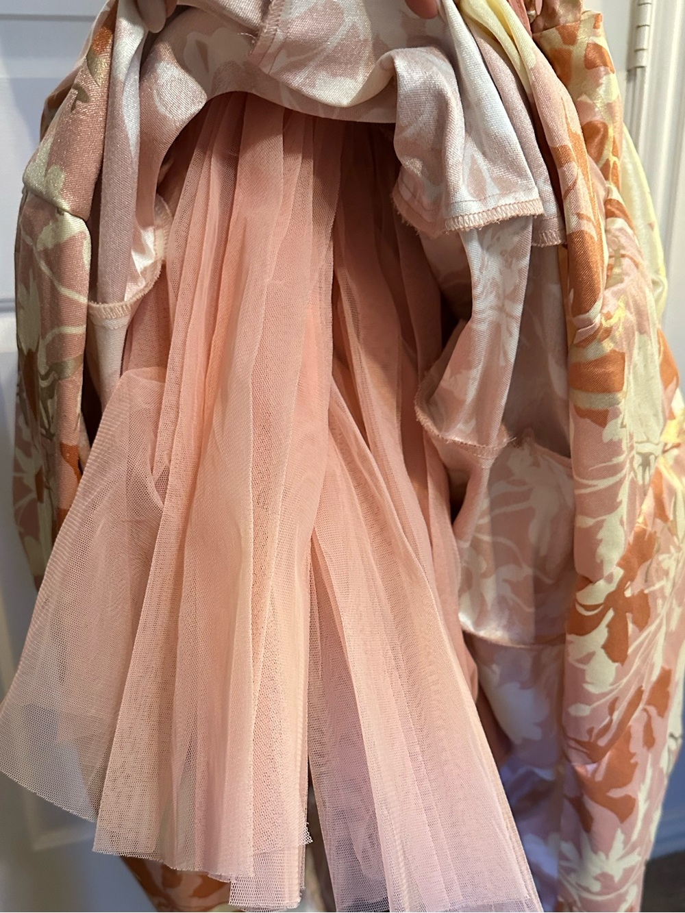 BHLDN Pink Floral Square Neck Lace Up Fit & Flare Midi Dress L - Picture 10 of 16